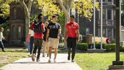 Students walking on campus